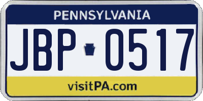 PA license plate JBP0517