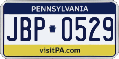 PA license plate JBP0529
