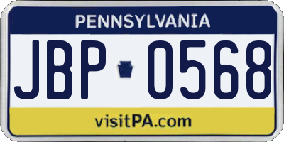 PA license plate JBP0568