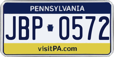 PA license plate JBP0572