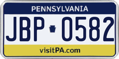 PA license plate JBP0582