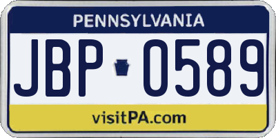 PA license plate JBP0589