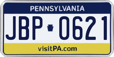 PA license plate JBP0621