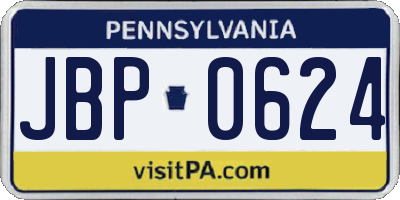 PA license plate JBP0624