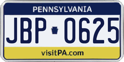 PA license plate JBP0625