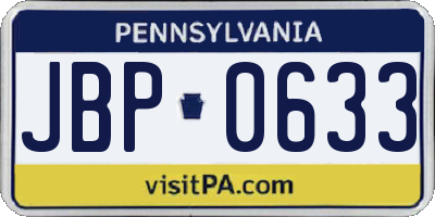 PA license plate JBP0633