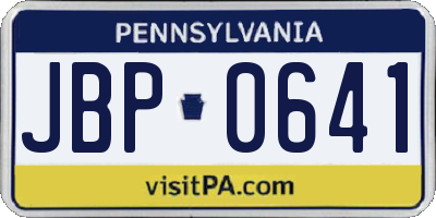 PA license plate JBP0641