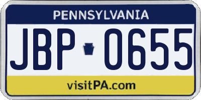 PA license plate JBP0655