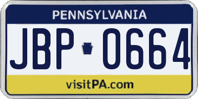 PA license plate JBP0664