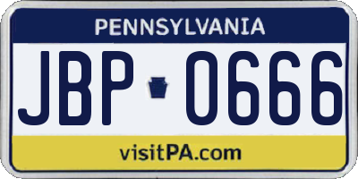 PA license plate JBP0666