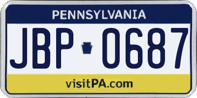 PA license plate JBP0687