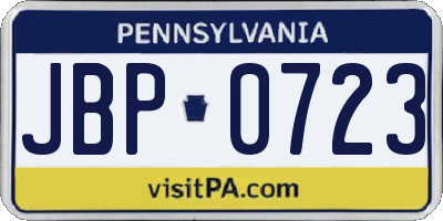 PA license plate JBP0723