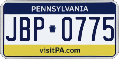 PA license plate JBP0775