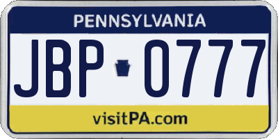 PA license plate JBP0777