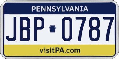 PA license plate JBP0787