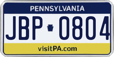 PA license plate JBP0804