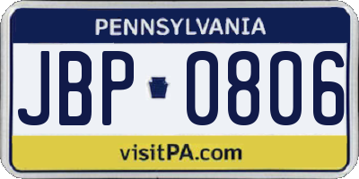 PA license plate JBP0806
