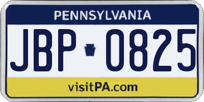 PA license plate JBP0825