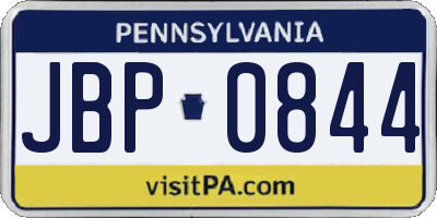 PA license plate JBP0844