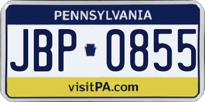 PA license plate JBP0855