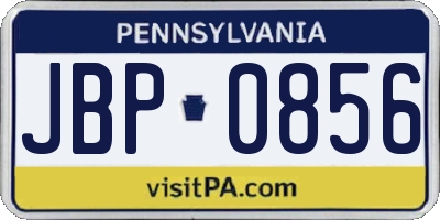 PA license plate JBP0856
