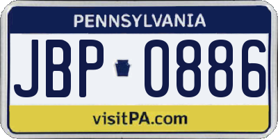 PA license plate JBP0886
