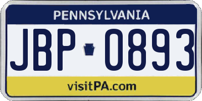 PA license plate JBP0893