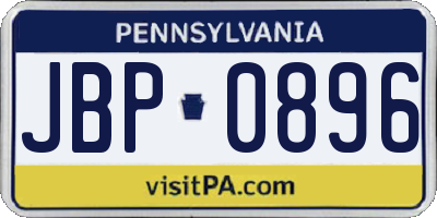 PA license plate JBP0896