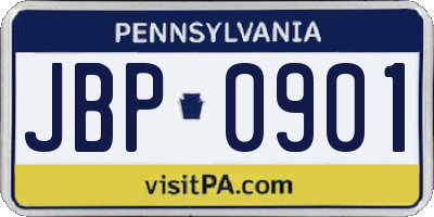 PA license plate JBP0901