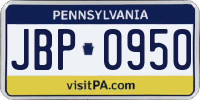PA license plate JBP0950