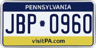 PA license plate JBP0960