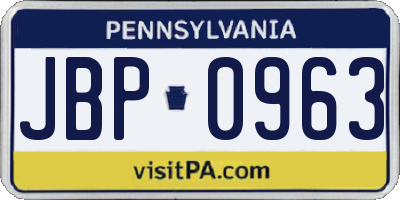 PA license plate JBP0963