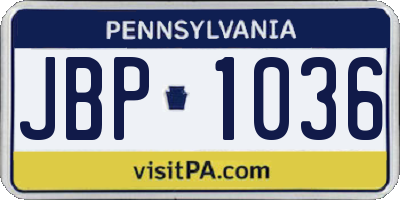 PA license plate JBP1036
