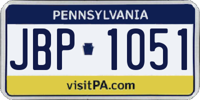 PA license plate JBP1051