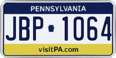 PA license plate JBP1064
