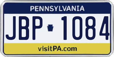 PA license plate JBP1084
