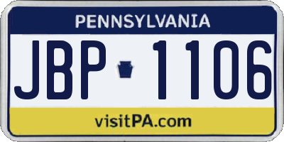 PA license plate JBP1106
