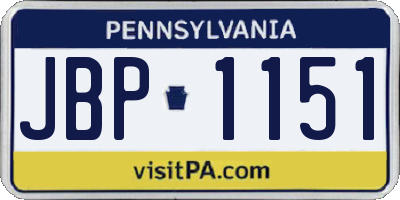 PA license plate JBP1151