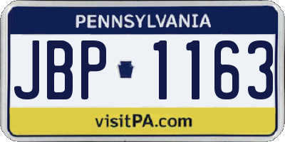 PA license plate JBP1163