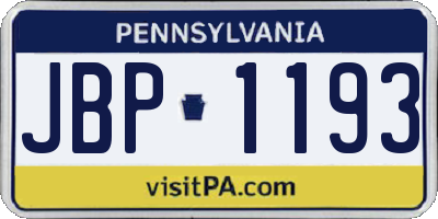 PA license plate JBP1193