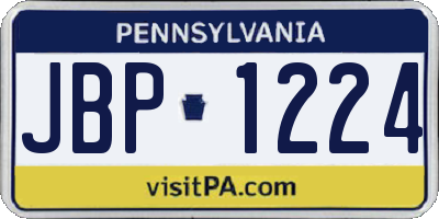 PA license plate JBP1224