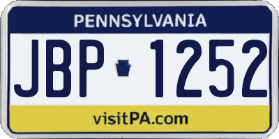 PA license plate JBP1252