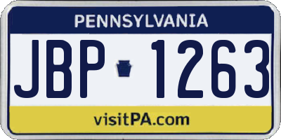 PA license plate JBP1263