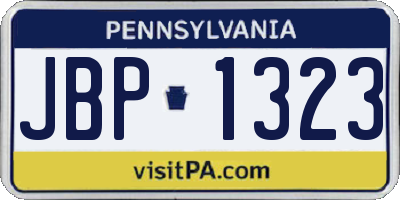 PA license plate JBP1323