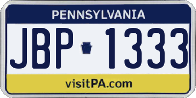PA license plate JBP1333