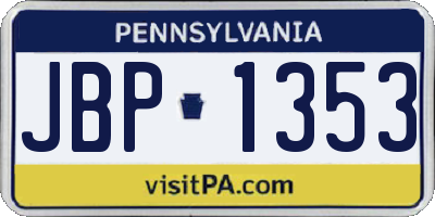 PA license plate JBP1353