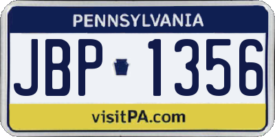 PA license plate JBP1356