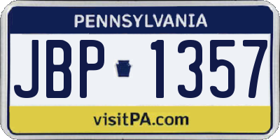 PA license plate JBP1357