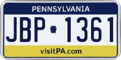 PA license plate JBP1361