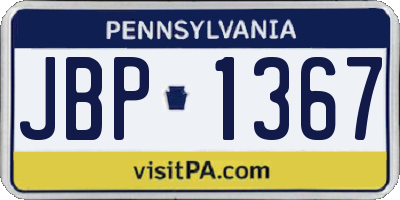 PA license plate JBP1367